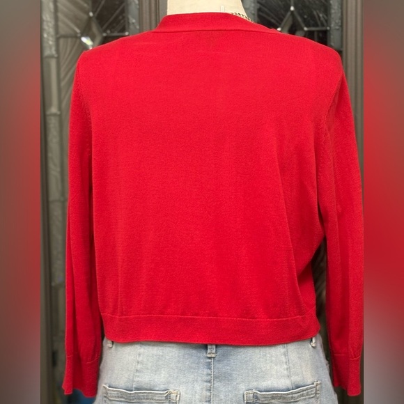 Talbots Red Women's Open Front Cardigan Sweater - Picture 4 of 5